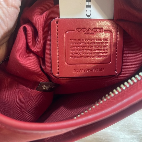 Coach NWOT F73187 Signature Nylon Zip File Crossbody Shoulder Handbag True Red - Picture 6 of 6